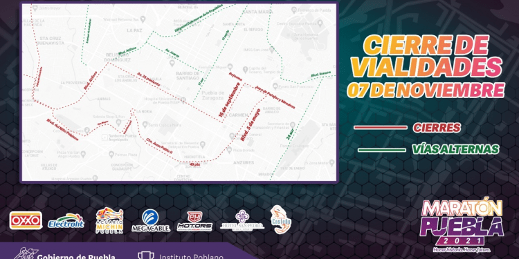 Conoce el cierre de vialidades del próximo domingo por el Maratón Puebla 2021