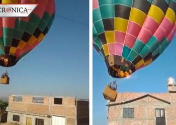 Captan globo aerostático golpeando casa y tirando tinaco en Guanajuato