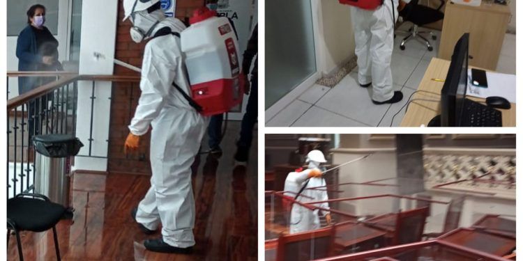 Congreso de Puebla realiza acciones de sanitización para evitar contagios COVID