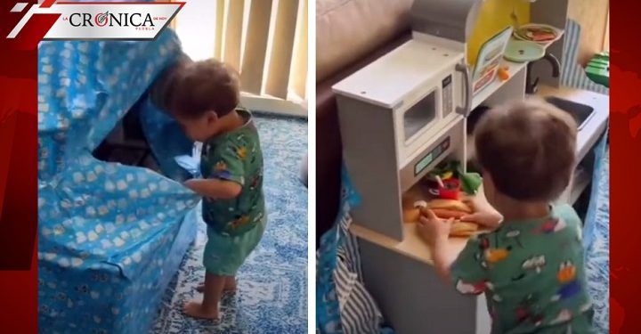 Redes reaccionan a video de niño emocionado por recibir cocina en Día de Reyes