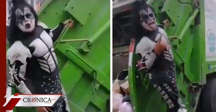 Gene Simmons halaga a recolector de basura de Nuevo León por su disfraz (VIDEO)
