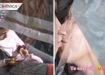 Joven divide cuarto con hule porque su novia dio positivo en COVID-19 (VIDEO)