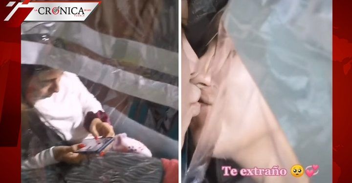 Joven divide cuarto con hule porque su novia dio positivo en COVID-19 (VIDEO)