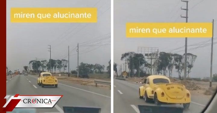 Veterinario queda sorprendido al toparse con vocho tuneado en la carretera (VIDEO)