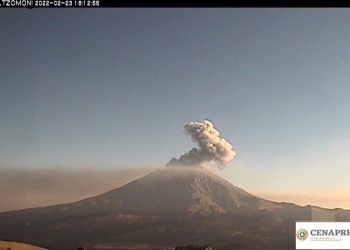 Popocatépetl emite fumarola; prevén caída de ceniza    