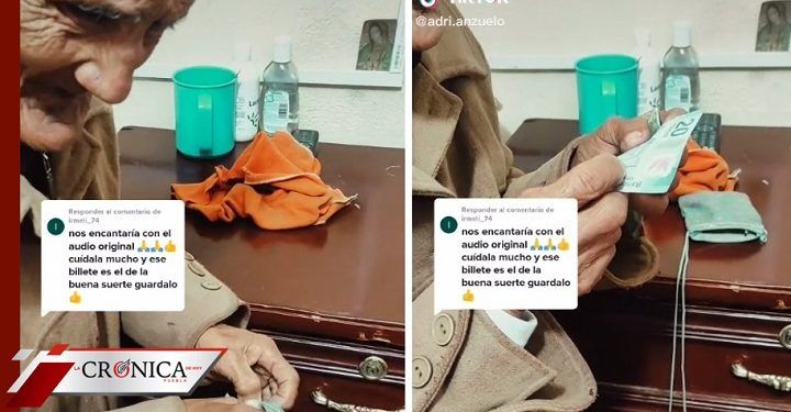Abuelita conmueve a redes por darle parte de sus ahorros a su nieto (VIDEO)