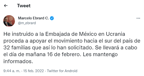 Serán 32 familias mexicanas movidas al sur de Ucrania por crisis con Rusia