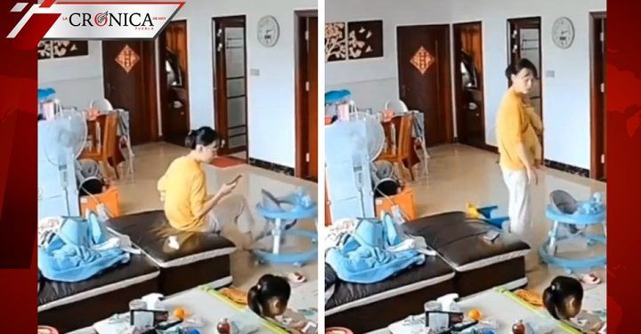 Madre angustiada busca a su bebé; lo tuvo todo el tiempo en su brazo (VIDEO)