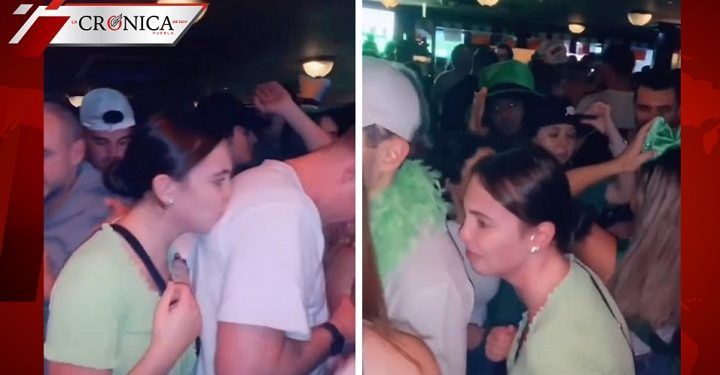 Redes consideran diabólica a mujer por besar camisas de hombres en bar (VIDEO)
