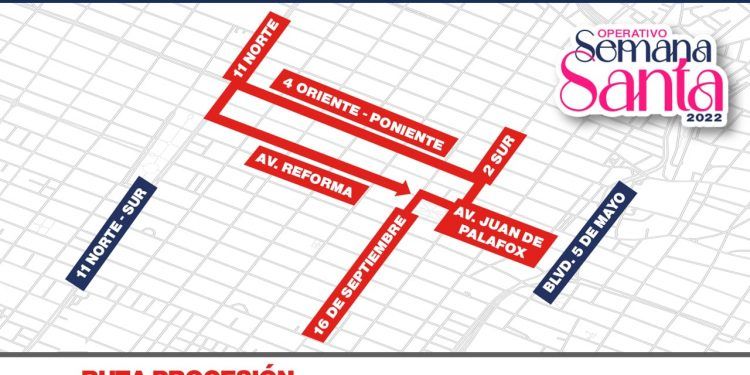 Cierres viales en Puebla por la Procesión del Viernes Santo y zona de El Calvario