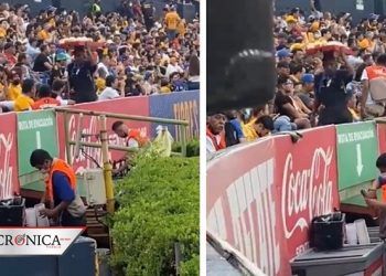 Detienen a vendedor por rebajar cerveza con agua en partido del Tigres (VIDEO)