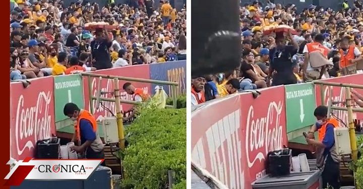 Detienen a vendedor por rebajar cerveza con agua en partido del Tigres (VIDEO)