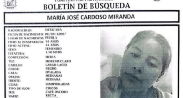 Activan Alerta Amber en Puebla para localizar a María José Cardozo