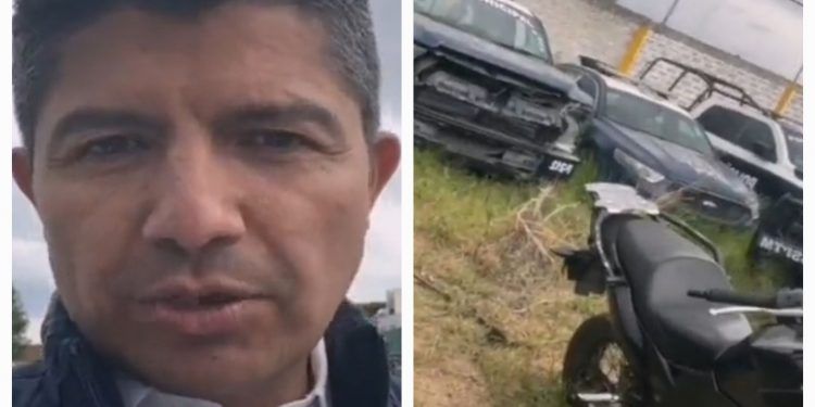 Evidencía Eduardo Rivera malas condiciones de las patrullas que Claudia Rivera entregó a su administración 