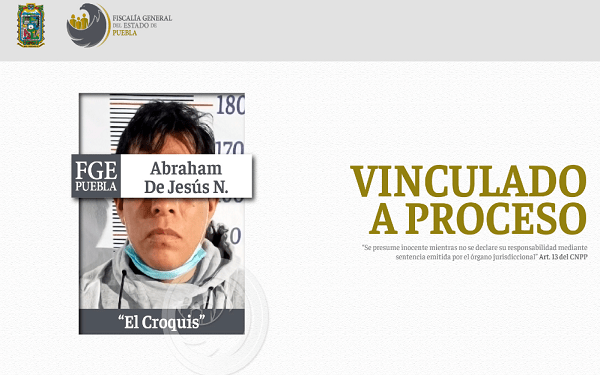 Vinculan a proceso a «El Croquis» por el feminicidio de su expareja en Puebla