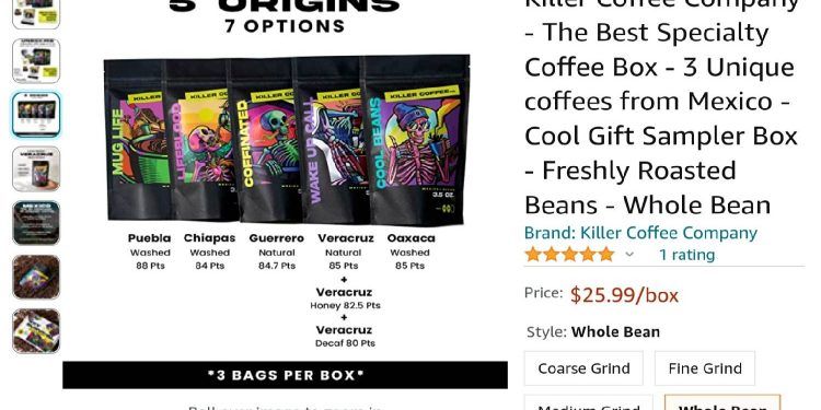 Café de Huitzilan de Serdán, comercializado en EU a través de Amazon