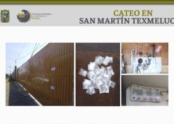 Hallan droga y placas de vehículos robados en Texmelucan