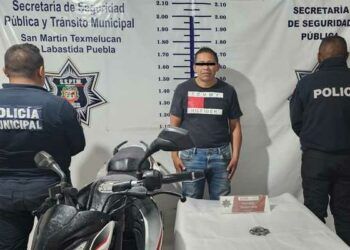SSP de Texmelucan detiene a conductor con moto robada