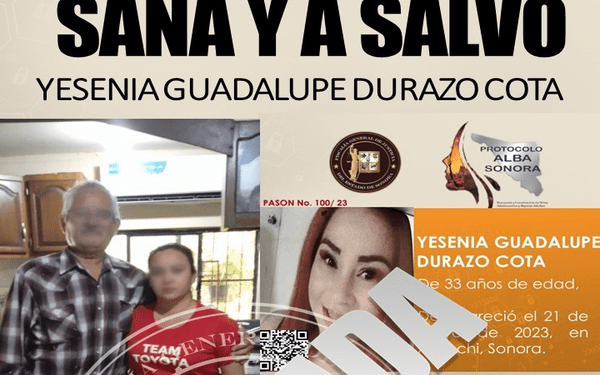 Localizan con vida a madre buscadora desaparecida en Sonora