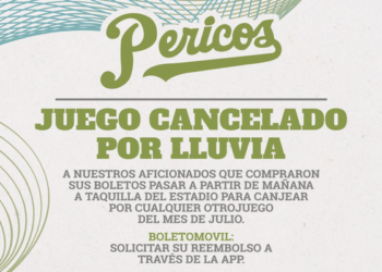 Por lluvia, suspenden juego entre Pericos y Olmecas