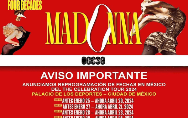 Madonna reprograma fechas de su gira por México