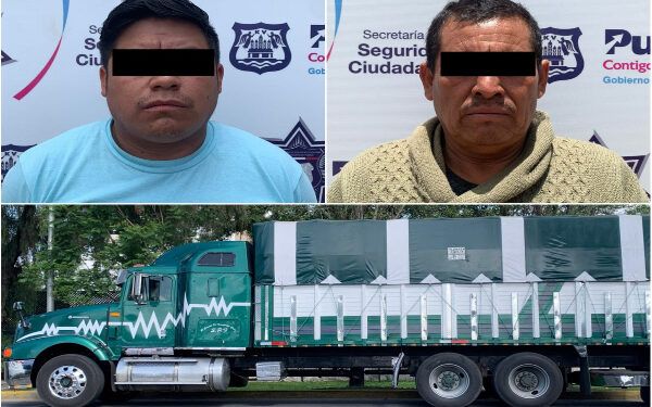 Ladrones de vehículo y tractocamión son atrapados en Puebla
