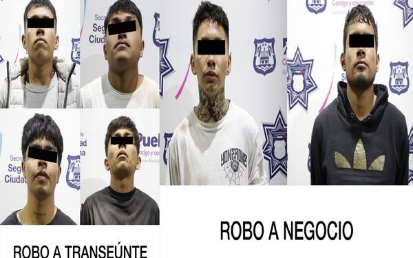 SSC Puebla detiene a siete presuntos delincuentes