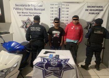SSP de Texmelucan detiene a dos hombres por el delito de robo agravado