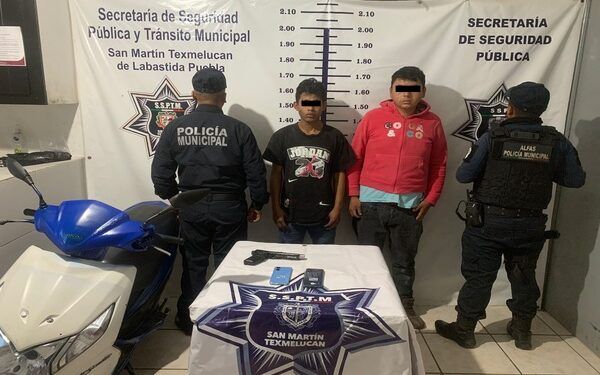 SSP de Texmelucan detiene a dos hombres por el delito de robo agravado