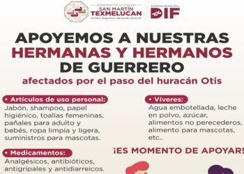 Gobierno de Texmelucan habilita centro de acopio para víctimas de huracán en Guerrero