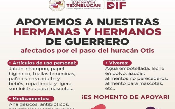 Gobierno de Texmelucan habilita centro de acopio para víctimas de huracán en Guerrero