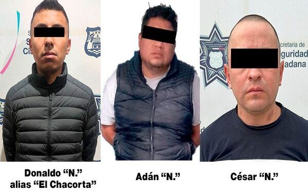 SSC Puebla detiene a tres ladrones de autopartes y vehículo