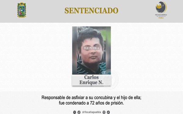 Sentencian a 72 años a homicida