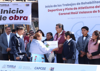 Inicia rehabilitación de cancha y pista de atletismo en centro escolar de San Miguel Canoa