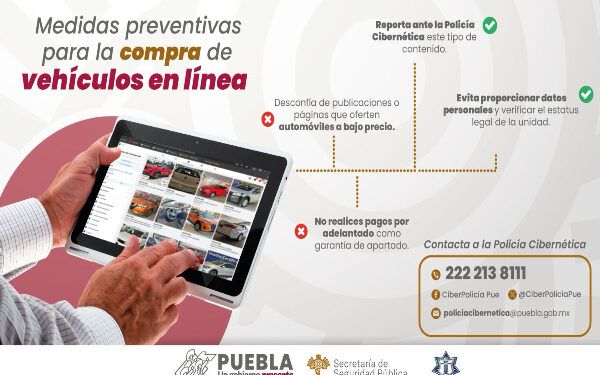 Exhorta SSP Puebla a reforzar prevención en la compra de vehículos por Facebook