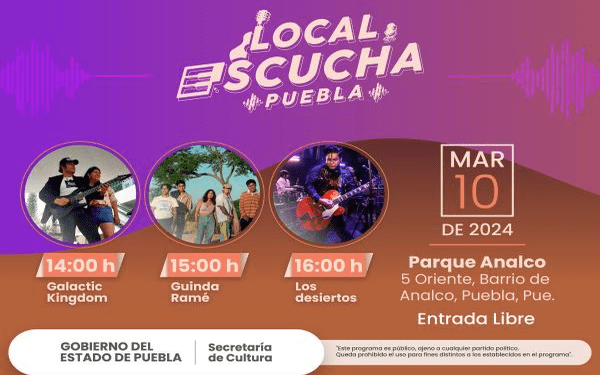 Artistas poblanos darán cinco conciertos como parte del programa “Local, Escucha Puebla”