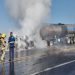 Pipa con 38 mil litros de asfalto se incendia en la autopista Tehuacán-Oaxaca