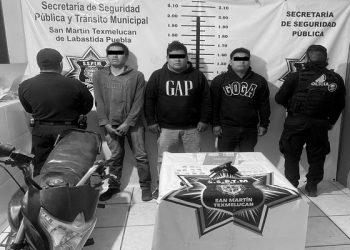 SSP Texmelucan detiene a tres hombres por portación ilegal de arma de fuego y cartuchos útiles
