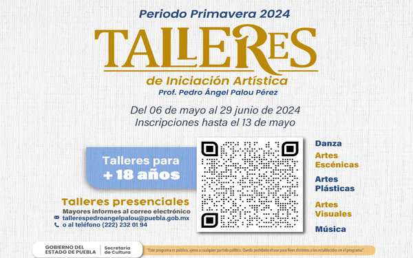 Cultura Puebla oferta 40 cursos y talleres artísticos para el periodo primavera 2024