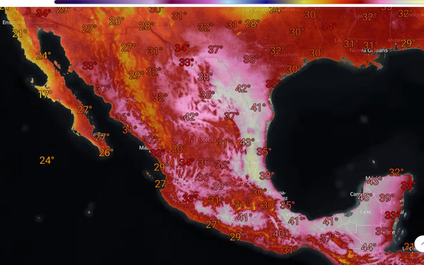 Calor, de hasta 45 grados