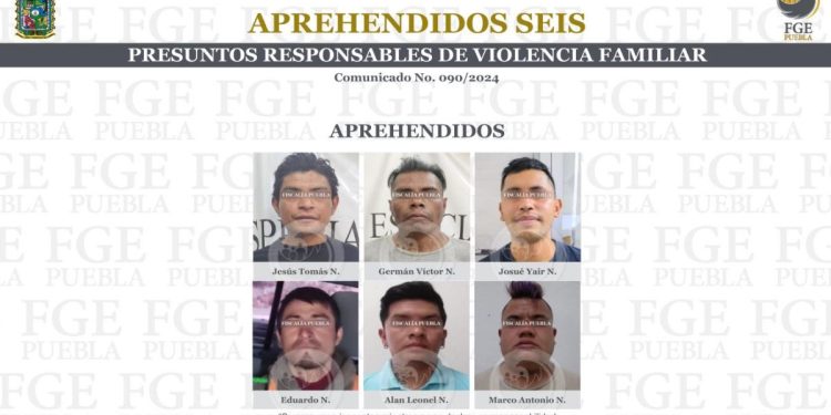 Seis sujetos son detenidos en Puebla por violencia familiar
