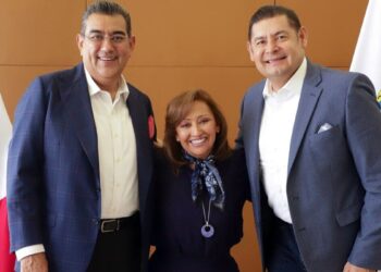 Sergio Salomón, Alejandro Armenta y gobernadora de Tlaxcala definen plan de trabajo