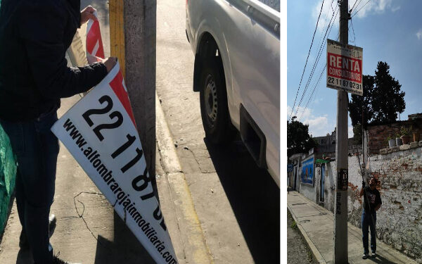 Anuncios colocados en áreas prohibidas son retirados en la capital poblana