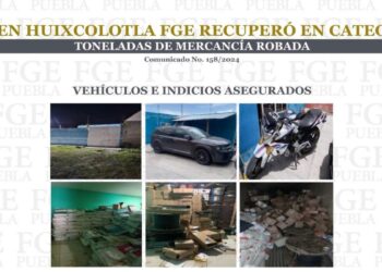 Catean vivienda en Huixcolotla y hallan toneladas de mercancía robada